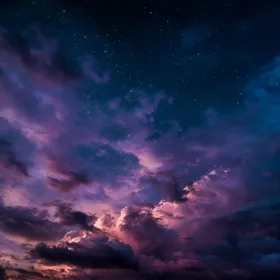 Purple night sky with stars and clouds — Moon Garden artwork