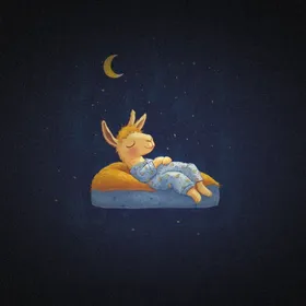 Pajama Llama asleep on a cushion — album artwork