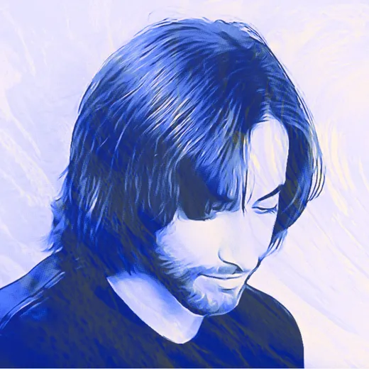 Cosmazul artist portrait in blue tones