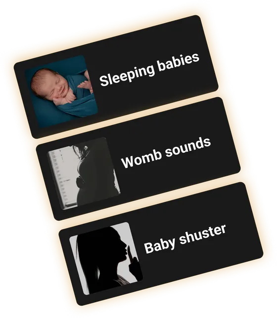 Deep Sleep Sounds app screen with baby-soothing sounds